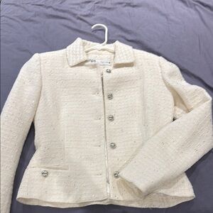 Zara Cream Textured Blazer